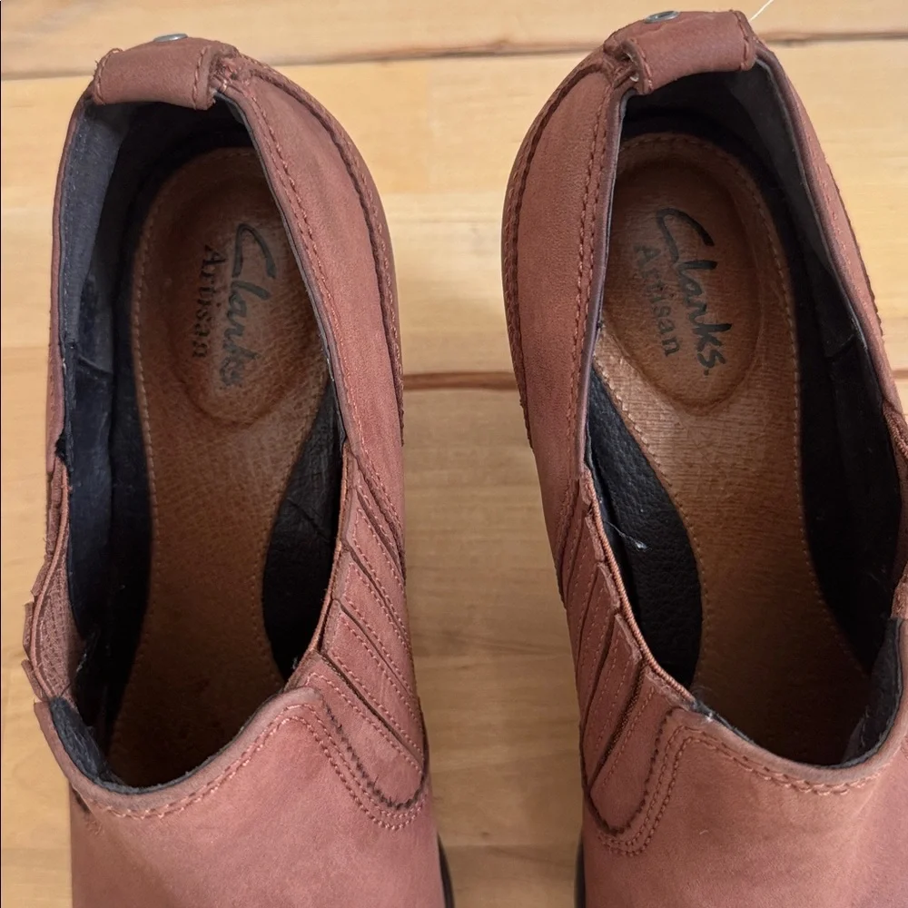 Clarks Brown Heeled Boots for Women - Picture 2 of 6